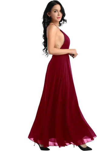 Miniatura 5 de YiZYiF - Vestido de fiesta de gasa para mujer sin espalda