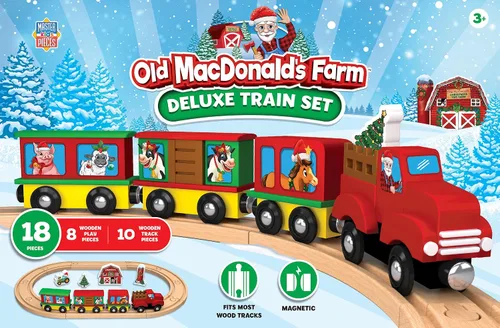 Miniatura 7 de MasterPieces Juego de trenes de madera - Old Macdonald 18 piezas