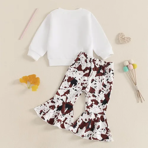 Miniatura 3 de Kaipiclos Ropa occidental para bebé niña, con lindo estampado con volantes, manga larga, pantalones para otoño e invierno, trajes de vaquera