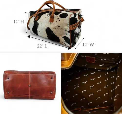 Miniatura 14 de Ranch Junkie Highlands Large Genuine Cowhide Weekender Cowhide Duffel