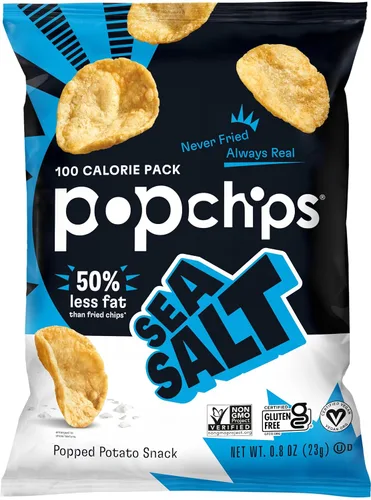 Miniatura 24 de Popchips Paquete variado de papas fritas, porciones individuales de 0.8 onzas (paquete de 24), 4 sabores: 8 sal marina, 8 barbacoa, 4 crema agria