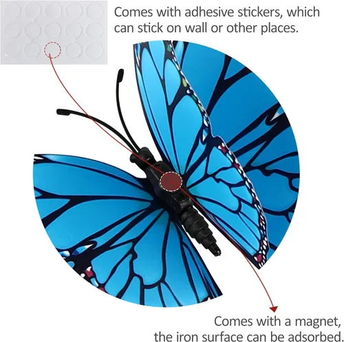 Miniatura 5 de Calcomanías de pared de doble capa de mariposas en 3D de 24 unidades, calcomanías de pared de mariposas, removibles, decoración para fiestas