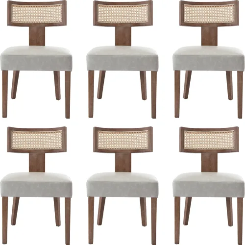 Miniatura 18 de BESTANO Juego de 2 sillas de comedor de ratán, modernas sillas de comedor de madera negra de mediados de siglo, sillas de comedor tapizadas de tela