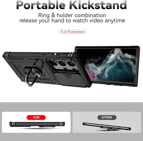 Miniatura 7 de Funda para Samsung Galaxy S23 Ultra con funda para cámara deslizante, protector de pantalla HD [prueba de caídas de grado militar] Funda protectora