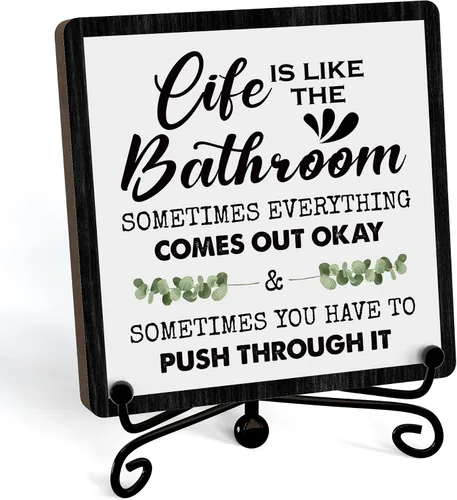 Miniatura 11 de Divertidas decoraciones de baño, decoración de estante de baño y accesorios, letreros de la vida es como el baño, bonito letrero de baño