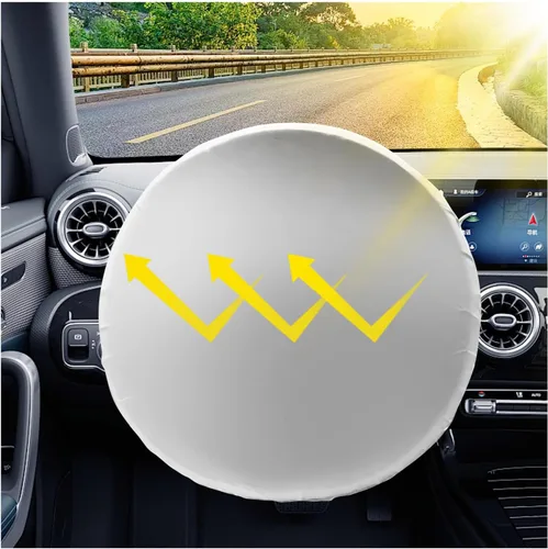 Miniatura 8 de Cubierta de Volante de Coche con Protección Solar, Cubierta de Rueda de Coche de Película de Aluminio para Aislamiento Térmico y Enfriamiento
