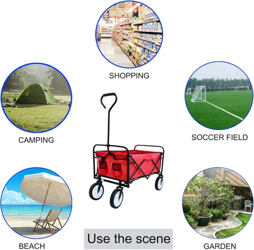 Miniatura 3 de Carro plegable plegable, carrito de alta resistencia con ruedas para comestibles, carrito de comestibles utilitario para camping, compras, deportes