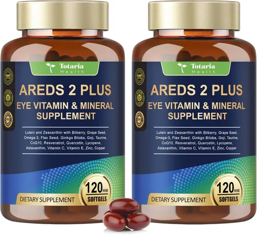 AREDS 2 + Vitaminas oculares 19 en 1 para la salud macular y ojo seco, suplemento de luteína y zeaxantina con vitamina C/E, zinc, omega-3, ayuda a