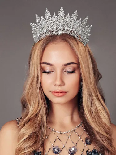 Miniatura 2 de SWEETV Corona de tiara para mujer, tiara de boda para novia, tocado de princesa de cristal, corona de quinceañera para niñas, corona de graduación
