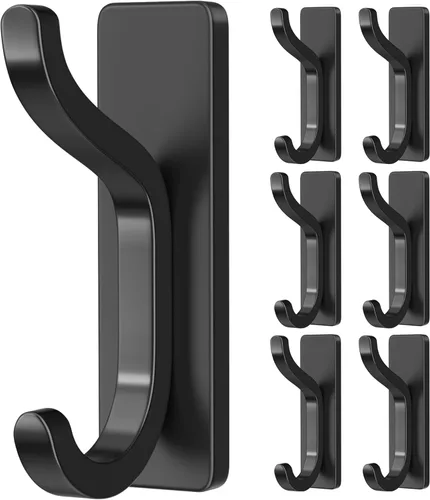 Miniatura 6 de pickpiff - Ganchos adhesivos de pared para abrigos - Colgador resistente de puerta, gancho de metal para colgar toalla, bolso, bata, mochila, Negro