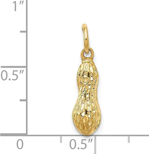 Miniatura 4 de Collar con dije de maní 3D de oro amarillo de 14 quilates joyería fina para mujer regalos para ella Oro amarillo