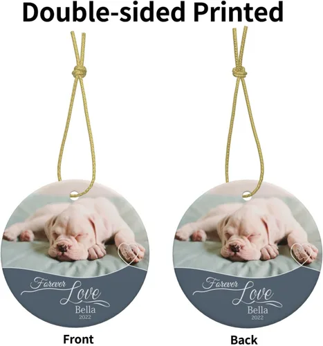 Miniatura 2 de Adorno conmemorativo personalizado para perro, 2025, con imagen de perro, foto y nombre, adornos para árbol de Navidad, regalo personalizado