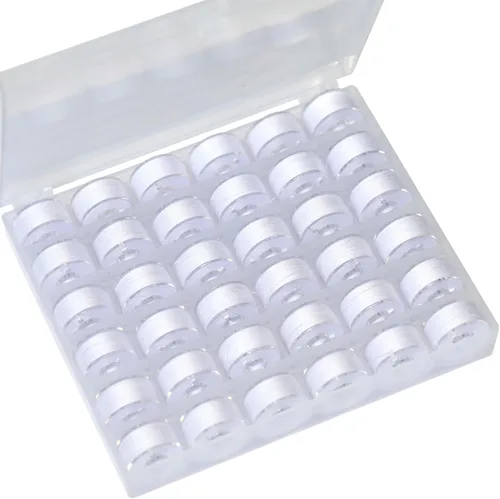 Miniatura 7 de 36 bobinas e hilos de coser con estuche de bobina de plástico para múltiples máquinas de coser, juego de bobinas preenrolladas (bobinas de plástico)