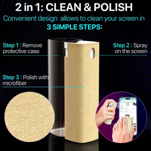 Miniatura 3 de IO CLEAN Mini Spray Limpiador de Pantalla – Limpiador de Pantalla Resistente a Huellas para Smartphones, iPads, MacBooks, Laptops, Pantallas de Gris