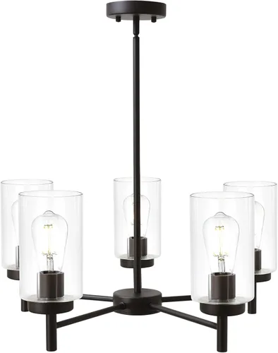 Miniatura 16 de Lámpara de araña grande retro con pantalla de vidrio transparente de metal para isla de cocina para interiores, iluminación colgante en acabado