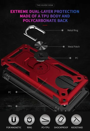 Miniatura 6 de Carcasa de grado militar para Motorola Moto G6, anillo giratorio de metal 360, soporte magnético para montaje en automóvil, protección resistente a