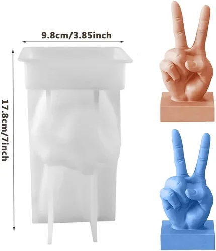 Miniatura 7 de Victory Gesture - Molde de vela de gesto, molde de resina de mano 3D, molde de silicona en forma de V, fabricación de velas de jabón, escultura