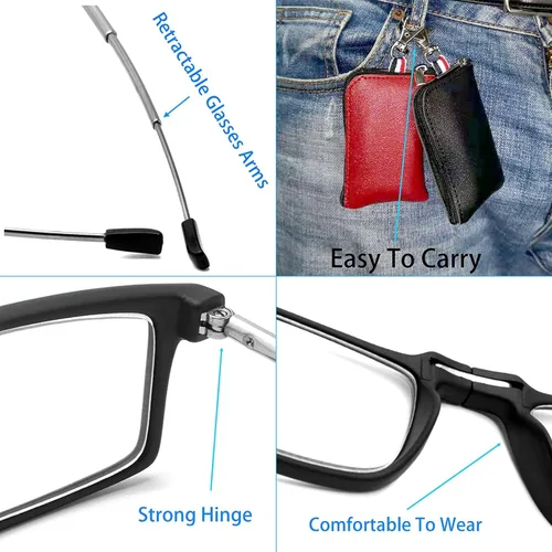 Miniatura 3 de GOOSEN Gafas de lectura para mujeres y hombres, llavero compacto plegable, gafas de luz azul con lentes transparentes, bisagra de resorte Opt 02: 1