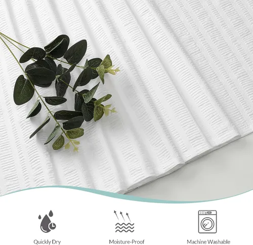 Miniatura 4 de Aiyufeng Cortina de ducha blanca extra larga de 96 pulgadas de largo, cortina de ducha de tela con textura en relieve, cortina de baño grande
