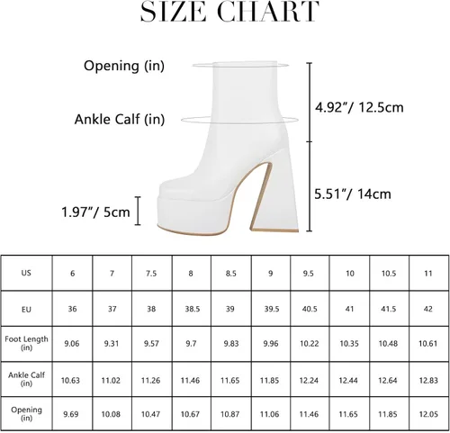 Miniatura 7 de WETKISS Platform Boots for Women Triangle Chunky Heel Square Toe Pu Leather Boots