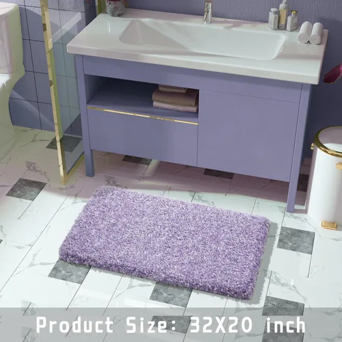 Miniatura 161 de Yimobra Alfombra de baño de felpa esponjosa, súper lanuda suave, cómoda, antideslizante, absorbente de agua, alfombra de baño de microfibra que se