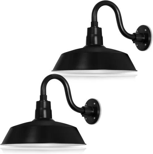 Miniatura 10 de 14 pulgadas. RLM Warehouse - Pantalla con brazo de cuello de cisne y bombilla Led A19 5000K de 9W Galvanizado (paquete de 2)