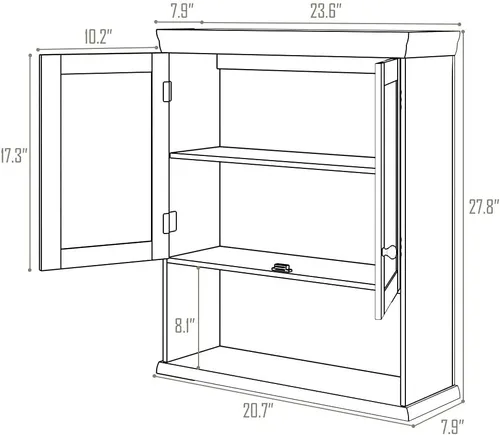 Miniatura 3 de HAPPYGRILL Gabinete de almacenamiento de baño montado en la pared Estante organizador de baño sobre el gabinete de almacenamiento del inodoro
