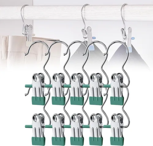 Miniatura 16 de Ganchos de Viaje Colgantes Ahorradores de Espacio para Pinzas de Ropa, Sombreros y Pantalones, Ganchos de Acero Inoxidable para Botas, Clips Negro
