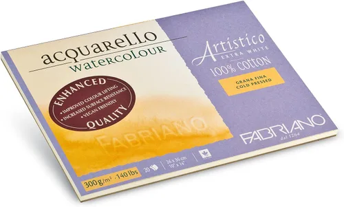 Miniatura 2 de Fabriano Artistico Acquarello, extra blanco, grano fino, prensado en frío, 9.1 x 12.0 in, 20 hojas, 10.58 oz/m², cartón para acuarelas