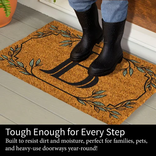 Miniatura 4 de Evergreen Flag Alfombra de puerta de fibra de coco monograma Letra B Alfombra para puerta delantera para interiores y exteriores 71x41 cm