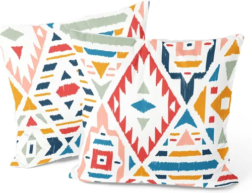 Berkin Arts Fundas de almohada cuadradas decorativas de estilo rústico diseñadas de estilo bohemio, hechas de mezcla de poliéster, paquete de 2, 18