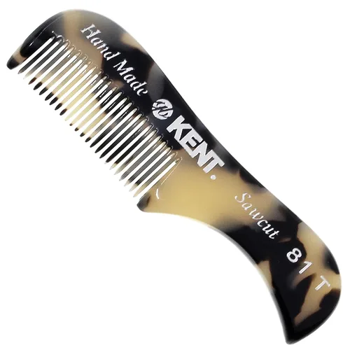 Miniatura 11 de Peine Kent, peine para bigote de 2.87 pulgadas, dientes finos para bigote y barba modelo n.° 81T, 3.05 pulgadas de longitud, Marrón tortuga