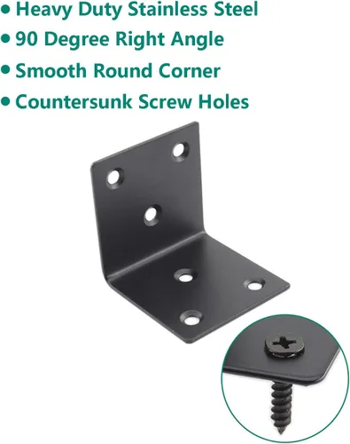 Miniatura 5 de Soporte de esquina de acero inoxidable resistente, soporte de estante en forma de L, soporte de esquina de 90 grados, articulación grande, ángulo