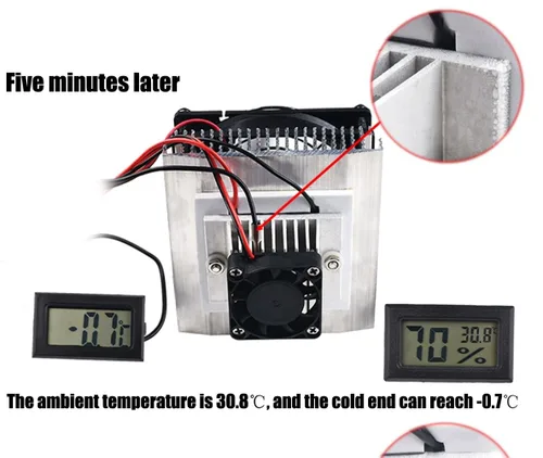 Miniatura 4 de Mini aire acondicionado DC 12V DIY Termoeléctrico Peltier Refrigeración Sistema de refrigeración Disipador de calor Módulo de conducción