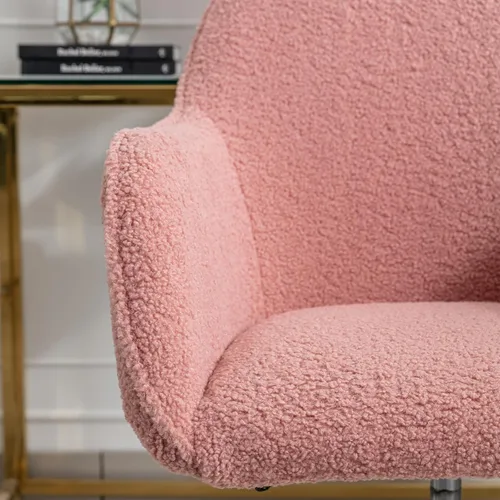 Miniatura 7 de Silla de escritorio esponjosa, silla de tocador de piel sintética, silla giratoria de oficina para niñas y mujeres, altura ajustable, lindas sillas