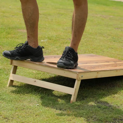 Miniatura 4 de UKASE Juego de Cornhole de Madera Maciza de Tamaño Reglamentario Portátil con Bolsas de Frijoles, Juego de Lanzamiento con Superficie de Veta