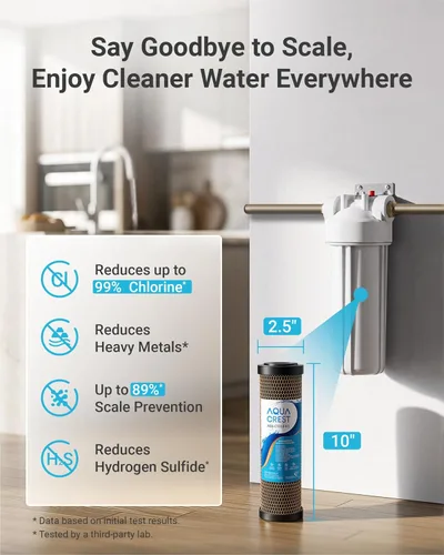 Miniatura 2 de AQUA CREST Cartucho de filtro de agua CTO CTO de 1 micrón, 2.5 x 10 pulgadas, repuesto para DuPont WFPFC8002, Culligan D-10A, CBC-10, GE FXWTC