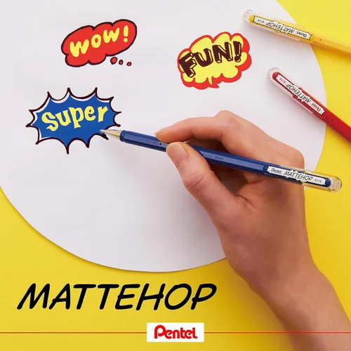 Miniatura 12 de Pentel Mattehop - Cartera con rodillo de gel de 0.039 in, 7 piezas, colores originales Surtido