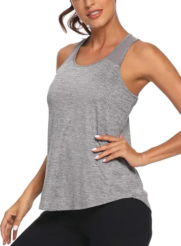 Miniatura 3 de CNJUYEE - Tops de entrenamiento para mujer, ropa de gimnasio, deportes atléticos para correr, camisetas de malla sin mangas para entrenamiento y yoga