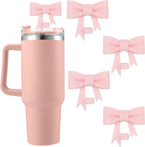 Miniatura 27 de 6 piezas de cubiertas de pajita de silicona para vasos Stanley de 40/30 oz 10 mm (0.4 pulg) cubiertas de pajita a prueba de polvo con diseño