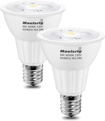 Maelsrlg Bombilla LED E17 6W (equivalente a 60 vatios), bombilla de foco de base intermedia, luz blanca de día 5000K, 600 lúmenes, foco reflector