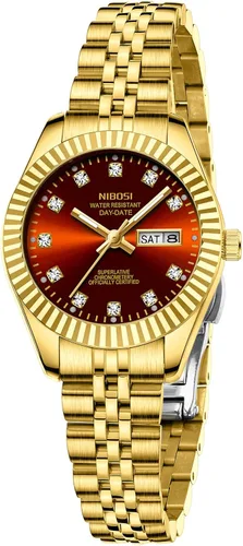 Miniatura 12 de NIBOSI Relojes para mujeres, reloj analógico de cuarzo, esfera de acero inoxidable con día y fecha, luminoso, impermeable, elegante, clásico