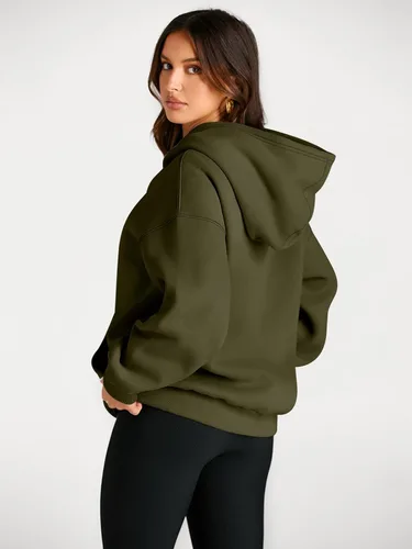 Miniatura 94 de Trendy Queen - Sudaderas extragrandes con capucha para mujer, suéteres de manga larga, sin botones, de vellón, de otoño, ropa de invierno