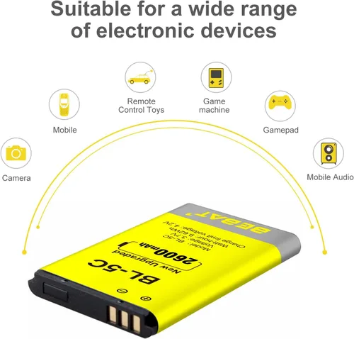Miniatura 5 de (2 Piezas) Batería BL-5C, 3.7V 2200mAh Batería Recargable BL-5C Adecuada para Radio Doméstica, Nokia con Protección de Corriente