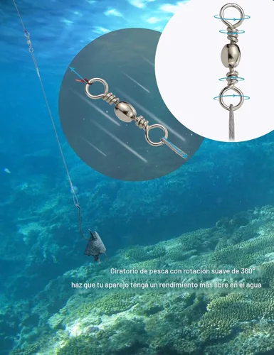 Miniatura 6 de Anillos circulares de acero para agua salada, 25 ganchos circulares resistentes con alambre de líder, bajo y bagre, señuelo de pesca