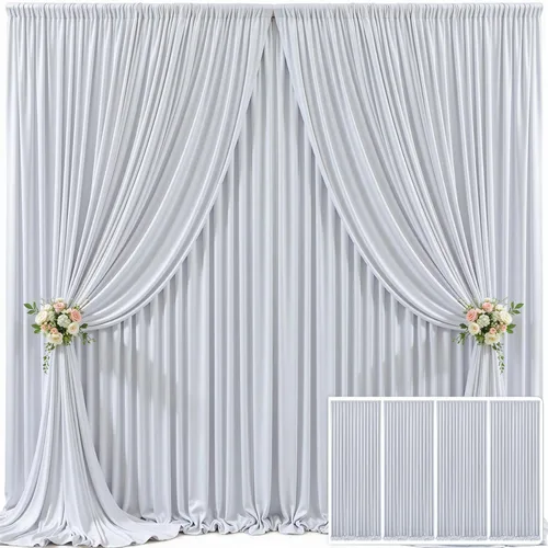 Miniatura 127 de Cortina de fondo beige de 10x10 para bodas y fiestas, cortina de fondo beige sin arrugas para fotos, cortinas de fondo para decoración de baby Gris