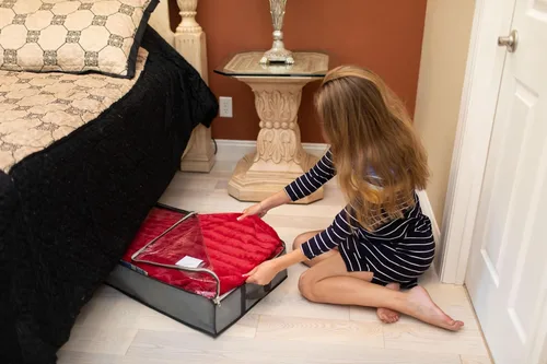 Miniatura 8 de NeatNestly SmartCube Bolsas de Almacenamiento Bajo la Cama - Paquete de 3 Contenedores Grandes Grises de 39" x 18" x 6" con Asas Reforzadas