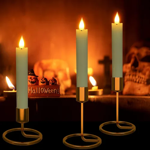 Miniatura 7 de Velas LED cónicas sin llama, 6 velas parpadeantes color marfil de 6.5 pulgadas con temporizador remoto, luz blanca cálida de cera real