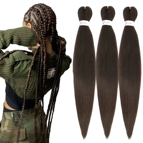 Miniatura 12 de Cabello trenzado preestirado de 18 pulgadas, 3 paquetes de cabello rubio miel preestirado, extensiones de cabello sintético profesional, sin