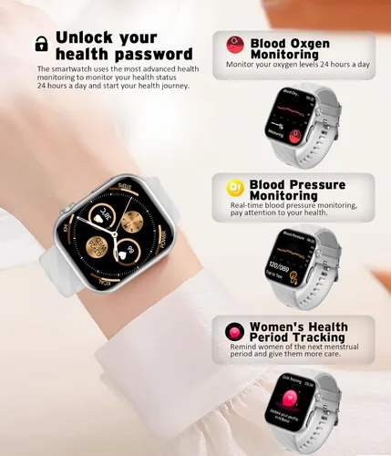 Miniatura 2 de Advanced Health Fitness - Reloj inteligente con Bluetooth, pantalla táctil HD de 1.97 pulgadas, control del estrés del sueño, frecuencia cardíaca